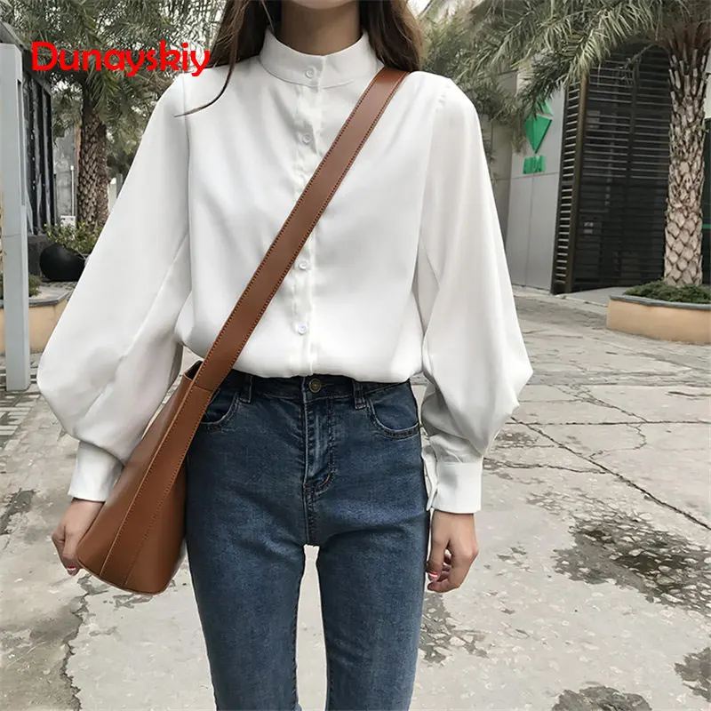 

Womens Tops Blouses Vintage Long Sleeve Women Shirts Korean White Blouse Tops Blusas Mujer De Moda 2019