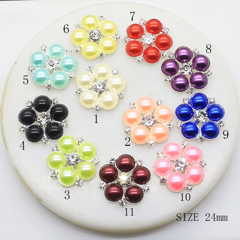 

ZMASEY Pearl Buttons 24MM 10Pcs/Lot Round Flatback DIY Button Mix Color Crystal Twinkle Decoraion Sewing Handwork Accessories