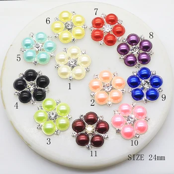 

ZMASEY Pearl Buttons 24MM 10Pcs/Lot Round Flatback DIY Button Mix Color Crystal Twinkle Decoraion Sewing Handwork Accessories
