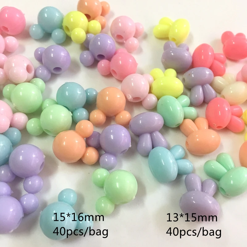 Acrylic Animal Rabbit Mice Head Beads Acrylic Hair Accessories