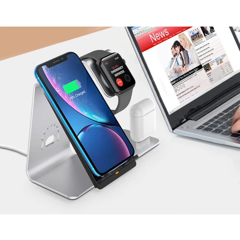 CinkeyPro QI Wireless Charger Fast Charging for Apple Watch Airpads iPhone 8 X Samsung S8 S6 Smart Phone Stand Quick Charge 2.0