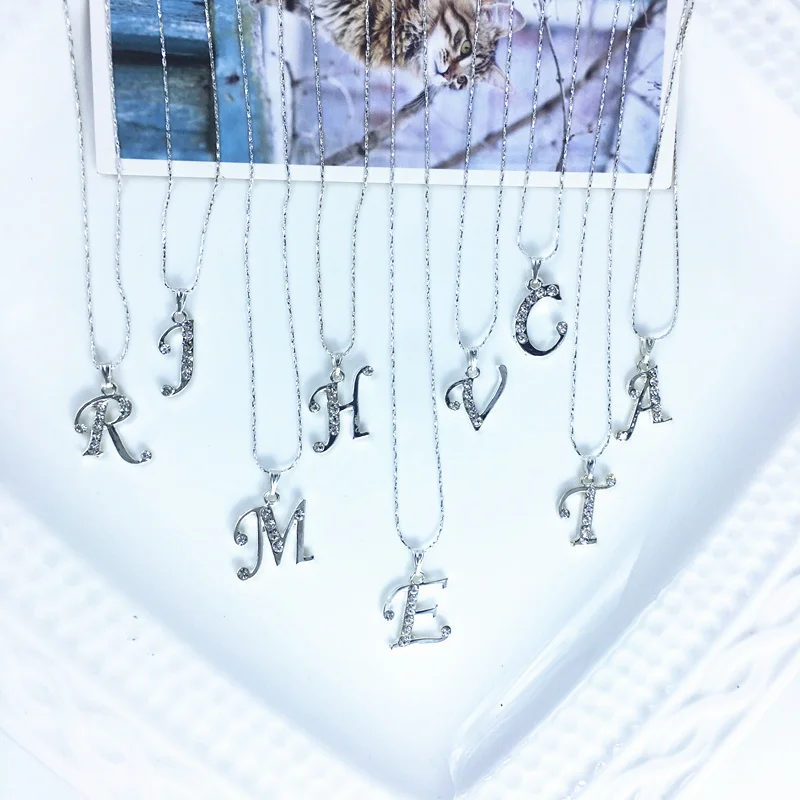 

Ufavoirte Best Fashion Tiny Dainty crystal Initial Necklace Personalized Letter Necklace Name Jewelry for women accessories girl