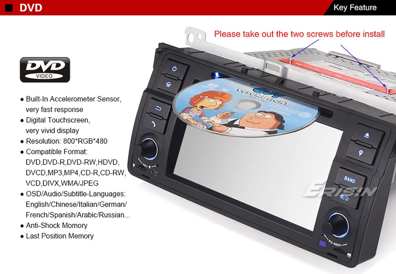 Clearance Erisin ES7162B 1 Din 7 inch Car DVD Player DAB+ 3G Radio FM Canbus GPS Navigator for BMW E46 M3 13