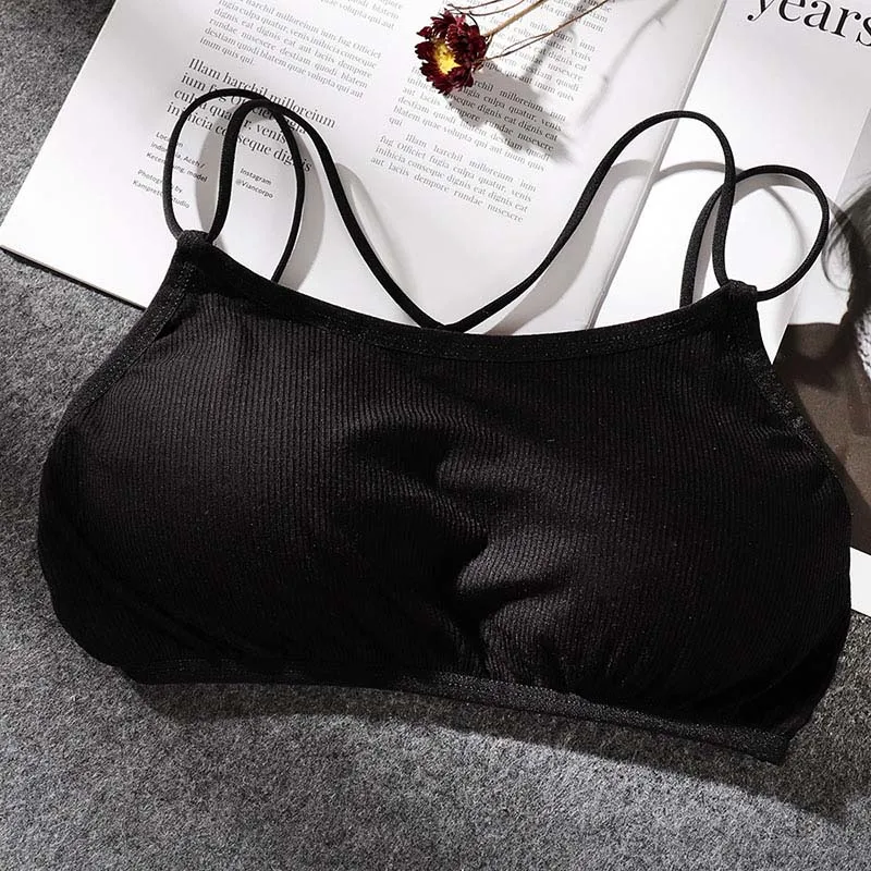 Fashion Solid Color Camisoles Ladies Breathable Cozy Underwear Non-Slip Breathable Cross Back Gather Cotton Knit Women Camisoles