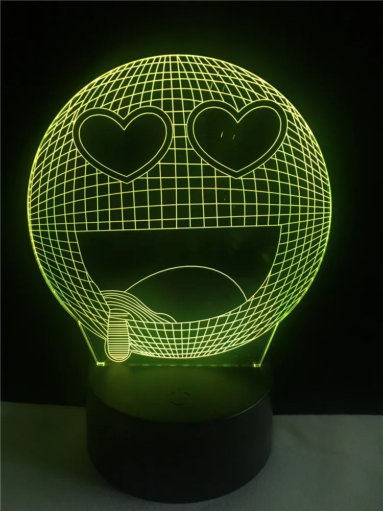 Heart Eyes Emoji Expression 3D Lamp Multicolor Illusion Night Light Decorative Friends Child Christmas Gift Atmosphere LED USB