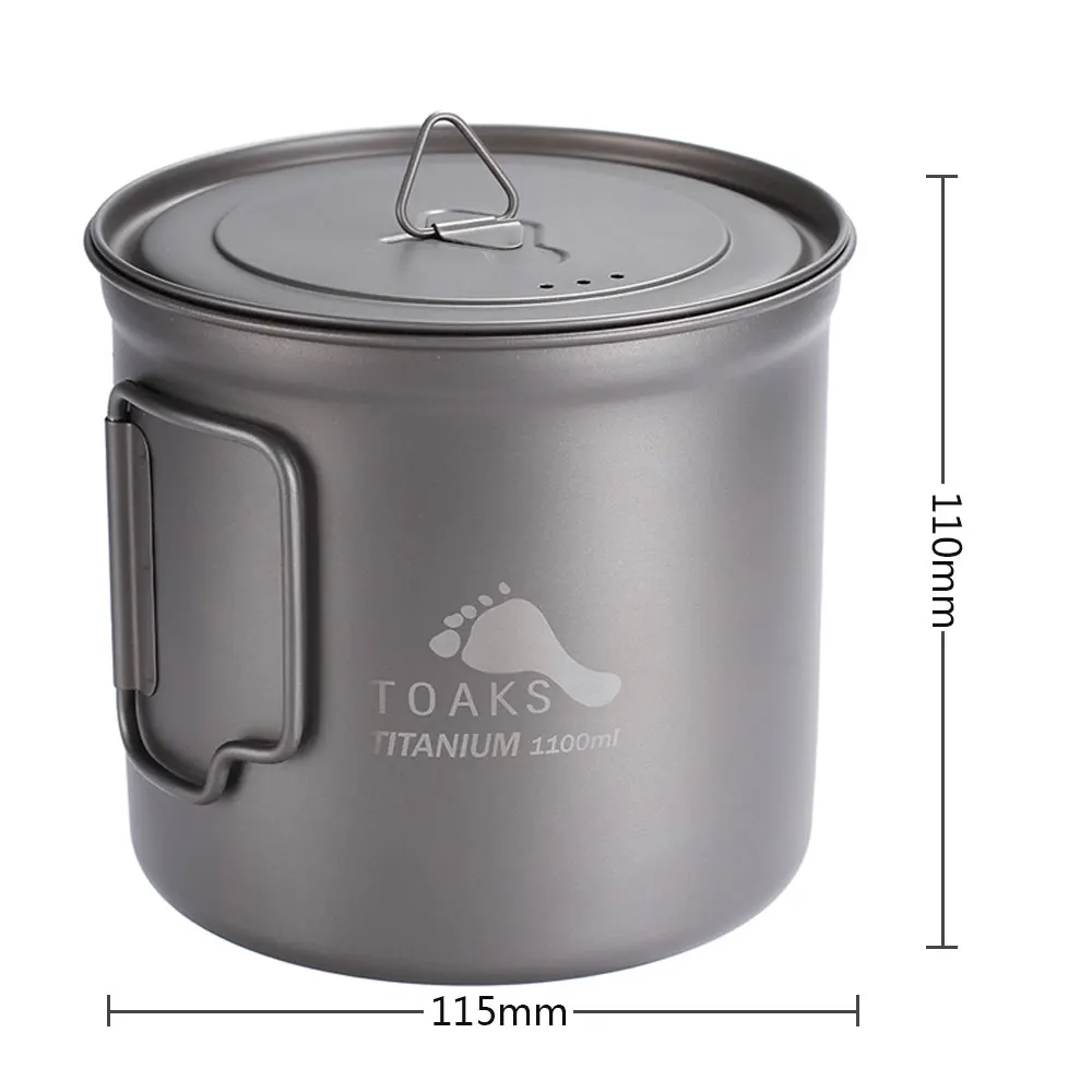 TOAKS POT-1100 de titanio olla taza Camping al aire libre de recipiente con tapa