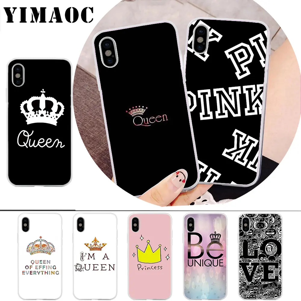 

YIMAOC Princess Queen King crown Soft Silicone Case for iPhone X r s Xr Xs Max 8 7 6S 6 Plus 5 5s SE