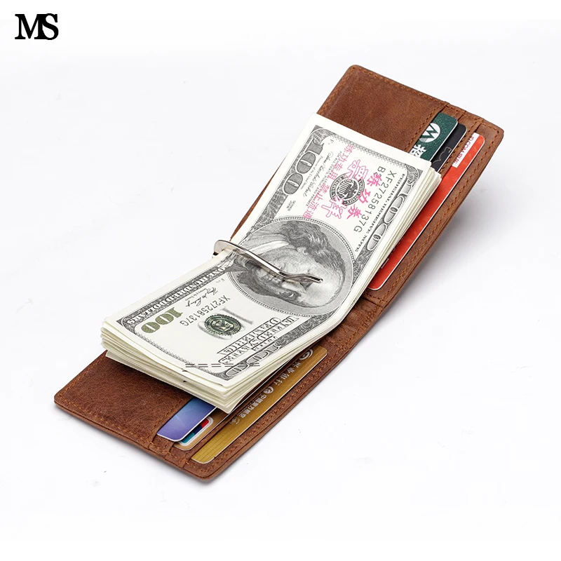 MS Free Shipping Crazy Horse Genuine Leather Fashion Mens font b Money b font font b