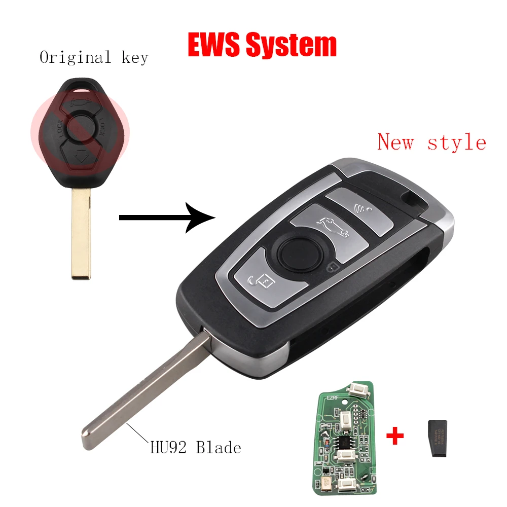 3Button Modified Flip 315/433Mhz Remote key For BMW EWS ...