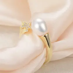 GNpearl лотоса белый натуральный пресноводный жемчуг кольцо 925 пробы Серебряное женское кольцо Мода дизайн водослива натуральные грушевидные