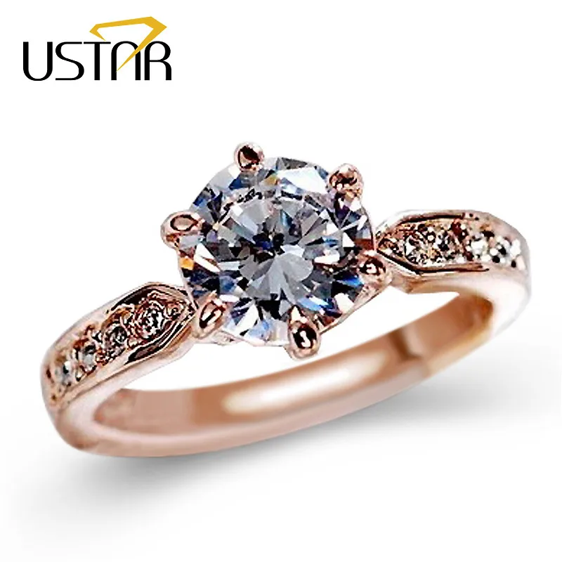 1.75ct AAA Zircon Anéis de Noivado para as mulheres cor de Rosa de ouro anéis feminino anel de Casamento Cristais Austríacos Jóias top quality