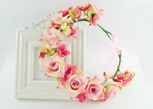 Sweet Wedding Rose Wreath Flowers Princess Headband Hair Accessories Flower crown colourful floral headpiece headband wreath