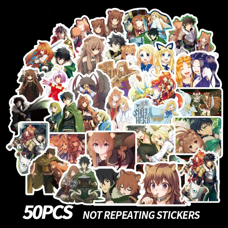 

50Pcs Anime Stickers Shield of the Brave Lavtalia Filo Raccoon Sticker Anime Girl Scrapbooking Sticker For Laptop Phone Fridge