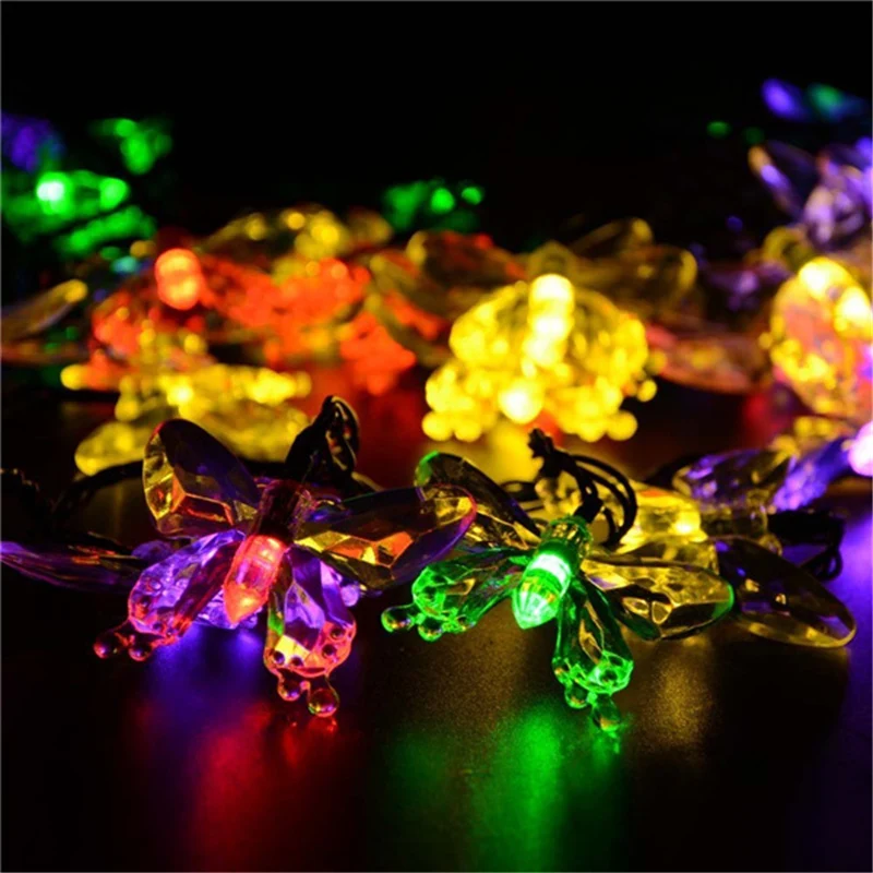 

New Premium Quality Waterproof lederTEK 7.5m 40 LED Solar Lights 8 Modes Butterfly Solar Fairy String Lights for Christmas Party
