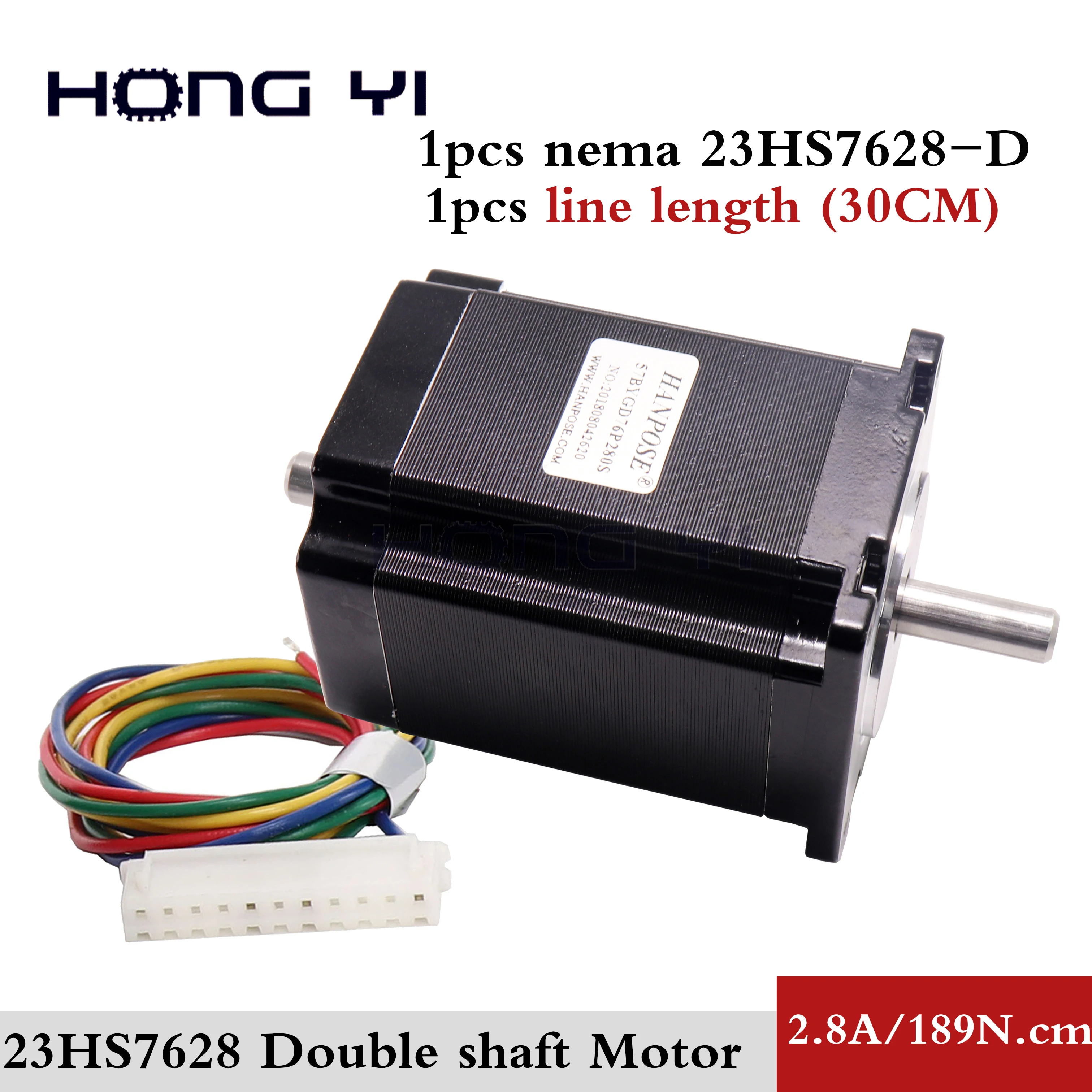

23HS7628S double shaft stepper motor dual shaft D=8mm 2.8A 1.89N.m Nema 23 stepping motor For CNC