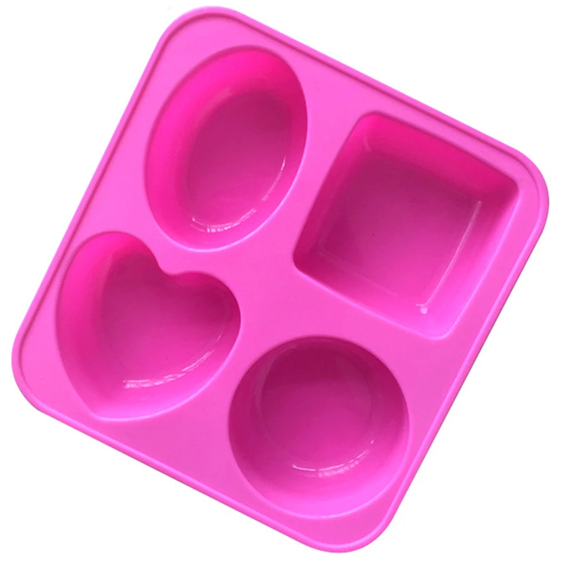 

4 different shape square round heart oval Muffin Sweet Candy Jelly fondant Cake Mold Silicone tool Baking Pan SOAP MOLD E500