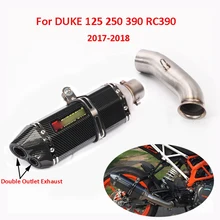 SLIP ON Duke 125 250 390 Sistem Pembuangan Ganda Muffler Pipa Mid Menghubungkan Link Pipa untuk 2017-2018 KTM 125 250 390 Duke(China)