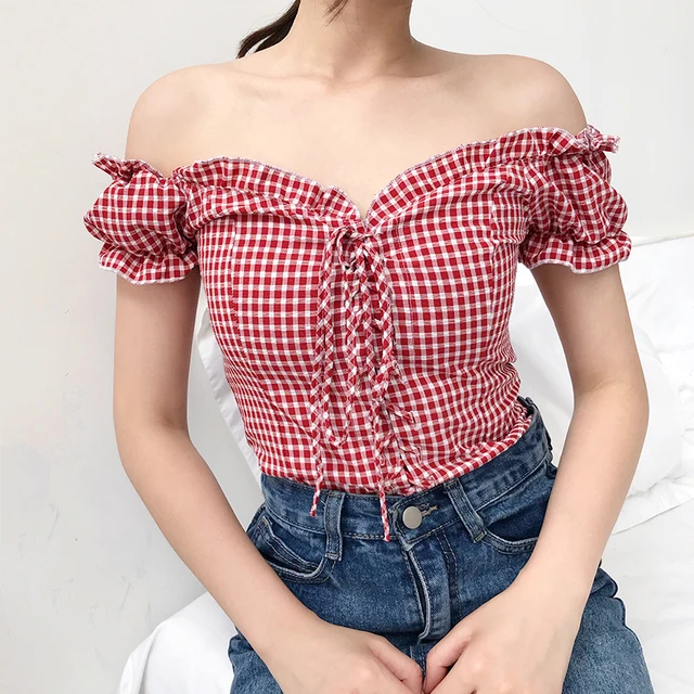 red gingham shirt womens