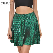 Пикантные Высокая талия с принтом в виде рыбьей чешуи Мини-юбки Повседневное богемные летняя юбка леди 11 Цвет юбка для фигурного катания женский Костюмы