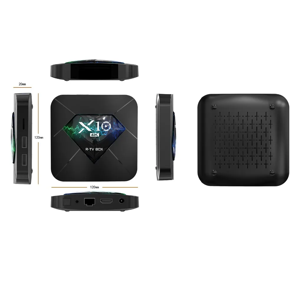 В виде буквы «R» ТВ коробка Android 7,1 ТВ Box Amlogic S905w Quad-Core 2 Гб Оперативная память 16 Гб Встроенная память 2,4G, Wi-Fi, 1080 P H.265 4 K Google Play Netflix Media Player