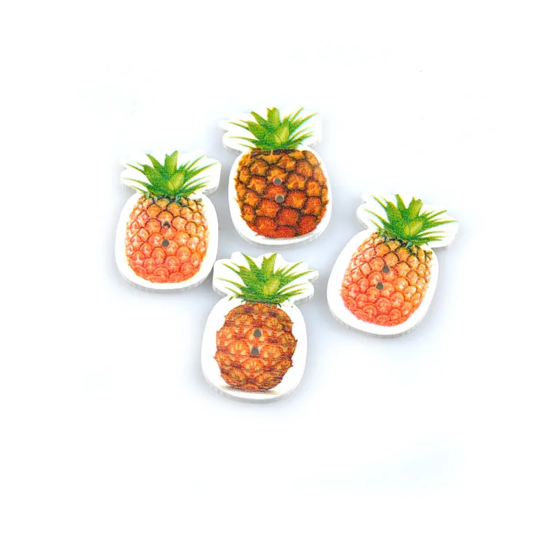 

25Pcs Sewing Handmade Decorations Wooden Buttons Mix Lovely Pineapple Pattern 22x34mm Scrapbooking Crafts Flatblck Button M1665