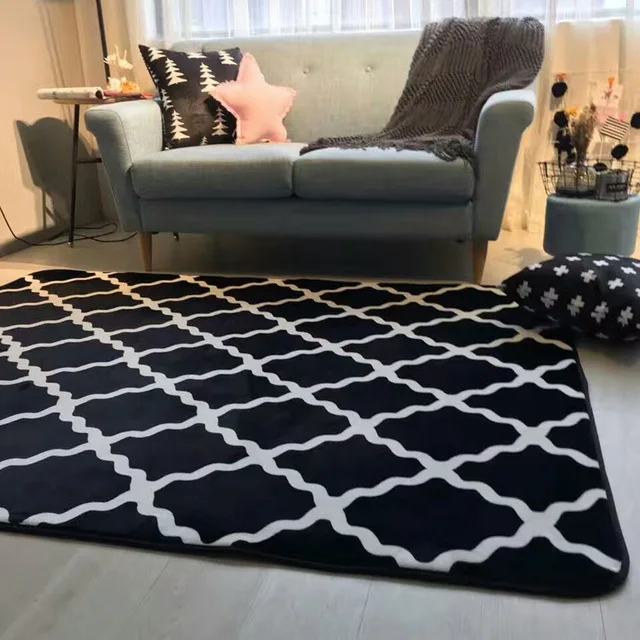

High Quality Black White Lattice Carpet Home Decor Baby Kids Confortable Climbing Game Mat Non-slip Carpet Yoga Mat Sofa Mats