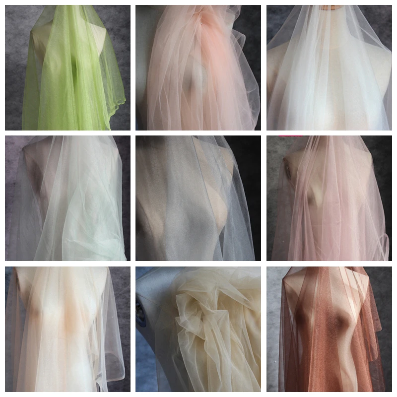 LASUI 3m/1lot width1.65m flash pearlescen transparent Wedding gauze dress fabric Micro elasticity Encrypted soft mesh lace F0022 | Дом и сад