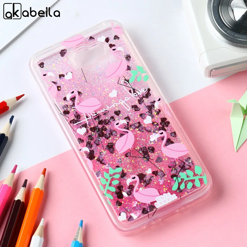 

AKABEILA Flamingo Heart Phone Case For Samsung Galaxy J5 Prime On5 2016 G570 G5700 SAM-G5700 5 inch Animal Quicksand Soft Cover