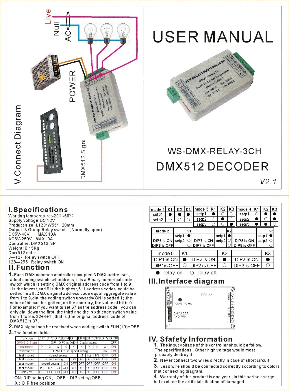 NEW WS-DMX-RELAY-3CH