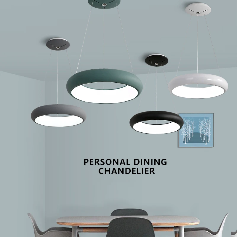 

White/Black/Grey/Green Led Chandelier AC85-265V Modern Led Hanging Chandelier For Living Dining Room Bar Study Room Fixtures