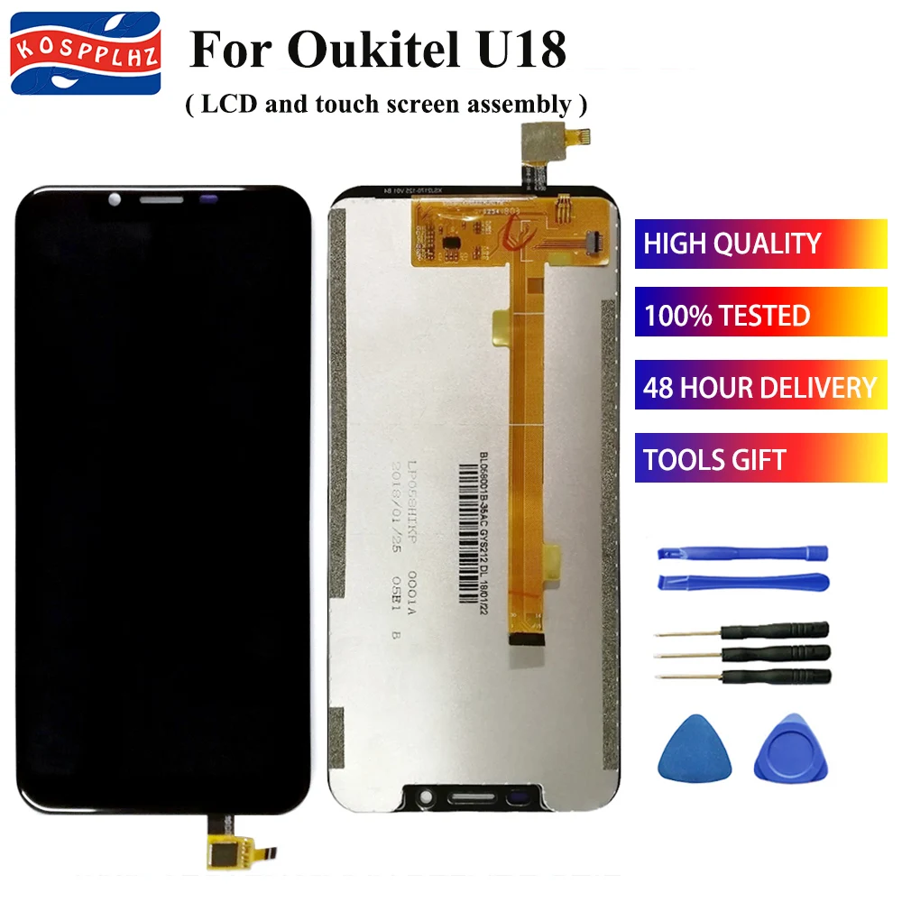 

K0SPPLHZ new+original For Oukitel U18 LCD Display and Touch Screen Digitizer Assembly Replacement 720x1512 5.85 in +tools
