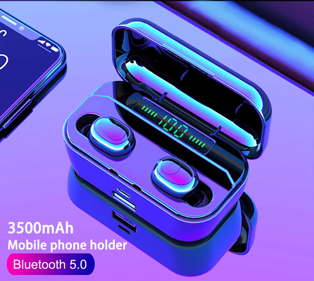 Мини Bluetooth 5 0 гарнитура TWS светодиодный Беспроводные наушники-вкладыши |