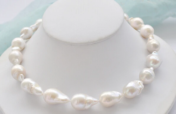 

Jew2684 17" white baroque teardrop KESHI REBORN PEARL NECKLACE