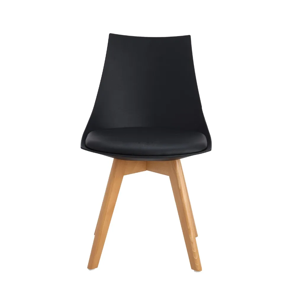 EGGREE 4PC Kitchen Chairs, Wooden Chair, Mirror Frame With Feet, Office Room Of Beech Wood And Metal Frame,Black Solid Legs