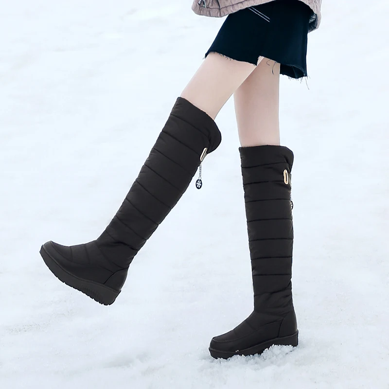 MEMUNIA/ г. Новые стильные зимние сапоги в русском стиле женские теплые сапоги выше колена на толстом меху обувь на платформе женские высокие сапоги до бедра