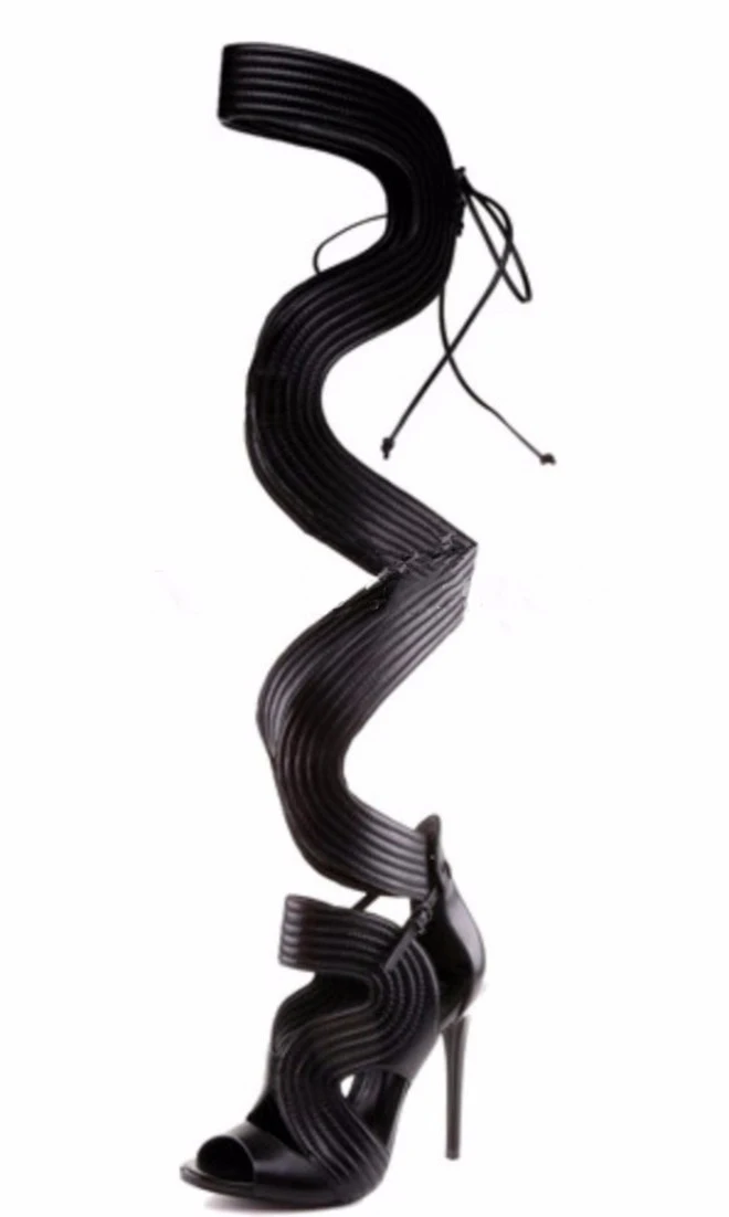 

2016 fashion Customize sandal sexy lace-up High Heel shoes gladiator sandals knee-High Shoes Cut-out Buckle pumps big size 4-15