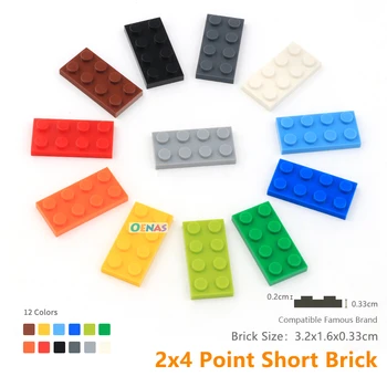 

moc plate 2x4 3020 Short Bricks Blocks Particles Classic Small compatible Building Blocks parts DIY Toys 85pcs/lot