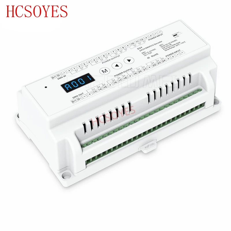 D24 24 Channel CV Led DMX512 Decoder D24;DC5-24V input;3A*24CH PWM output led DMX512 RGB strip Decoder controller