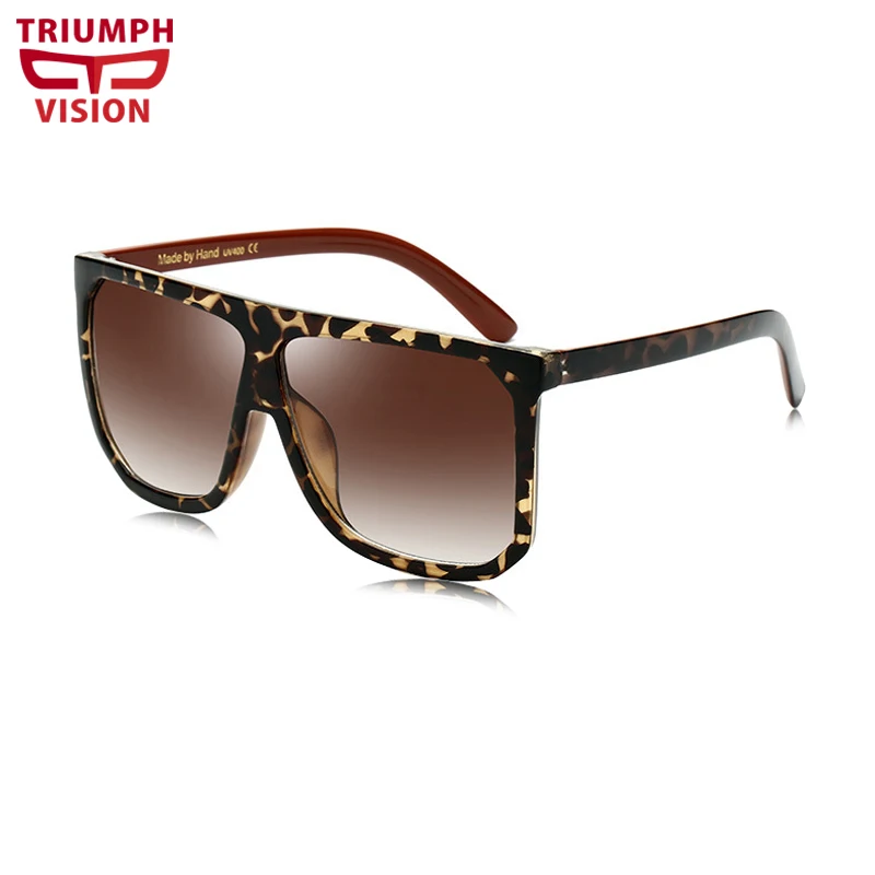 TRIUMPH VISION, солнцезащитные очки с плоским верхом, оттенки, для женщин и мужчин, негабаритный квадратный цельный дизайн, солнцезащитные очки, градиентные Черепаховые, новинка - Цвет линз: 006