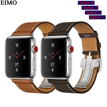 Ремешок EIMO для Apple Watch Band 44 мм 40 мм Iwatch 4 3 2 1 браслет одиночный Тур Пряжка из натуральной кожи наручные часы