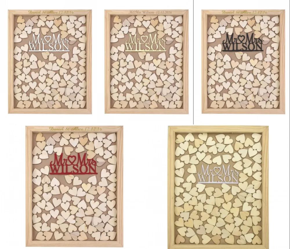 Personalized Engraved Wedding Guest Book Rustic Wooden Mr Mrs