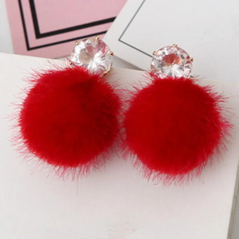 Promotion Temperament Short Drop Earrings for Women Personalized Wild Simple Hair Ball Female Models Earrings