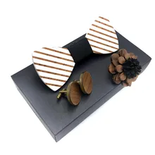 Деревянный лук галстук набор Мужская деревянная брошь и запонки мужской s деревянный галстук-бабочка Галстуки вечерние бизнес бабочка галстук вечерние галстуки для мужчин