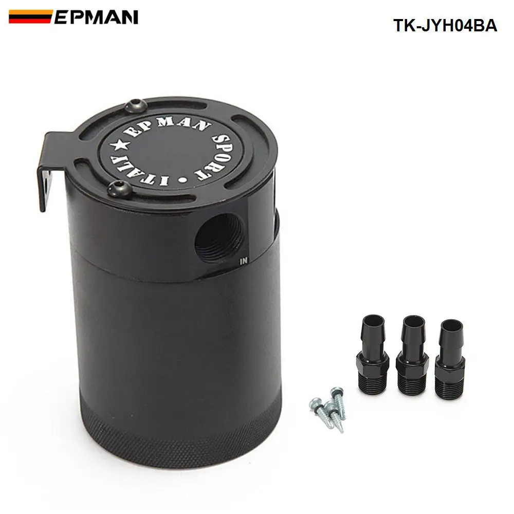 

EPMAN Sport Aluminum Alloy Racing Baffled 3-Port Oil Catch Can /Tank/ Air-Oil Separator Universal TK-JYH04BA