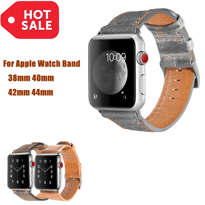 

Genuine Leather Burst Crack bracelet Strap For Apple Watch band 4 44/40mm wrist band For IWatch series 3 2 1 42/38mm Accessories
