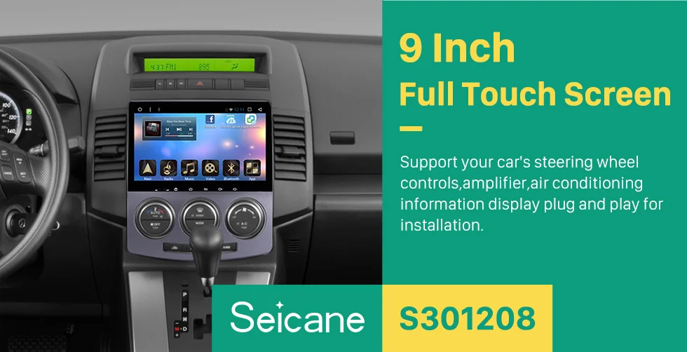 Top Seicane Android 7.1 9 inch full Touchscreen Bluetooth Car Radio GPS Navigation for 2005-2010 Old Mazda 5 with 8 core 32G FM WIFI 2