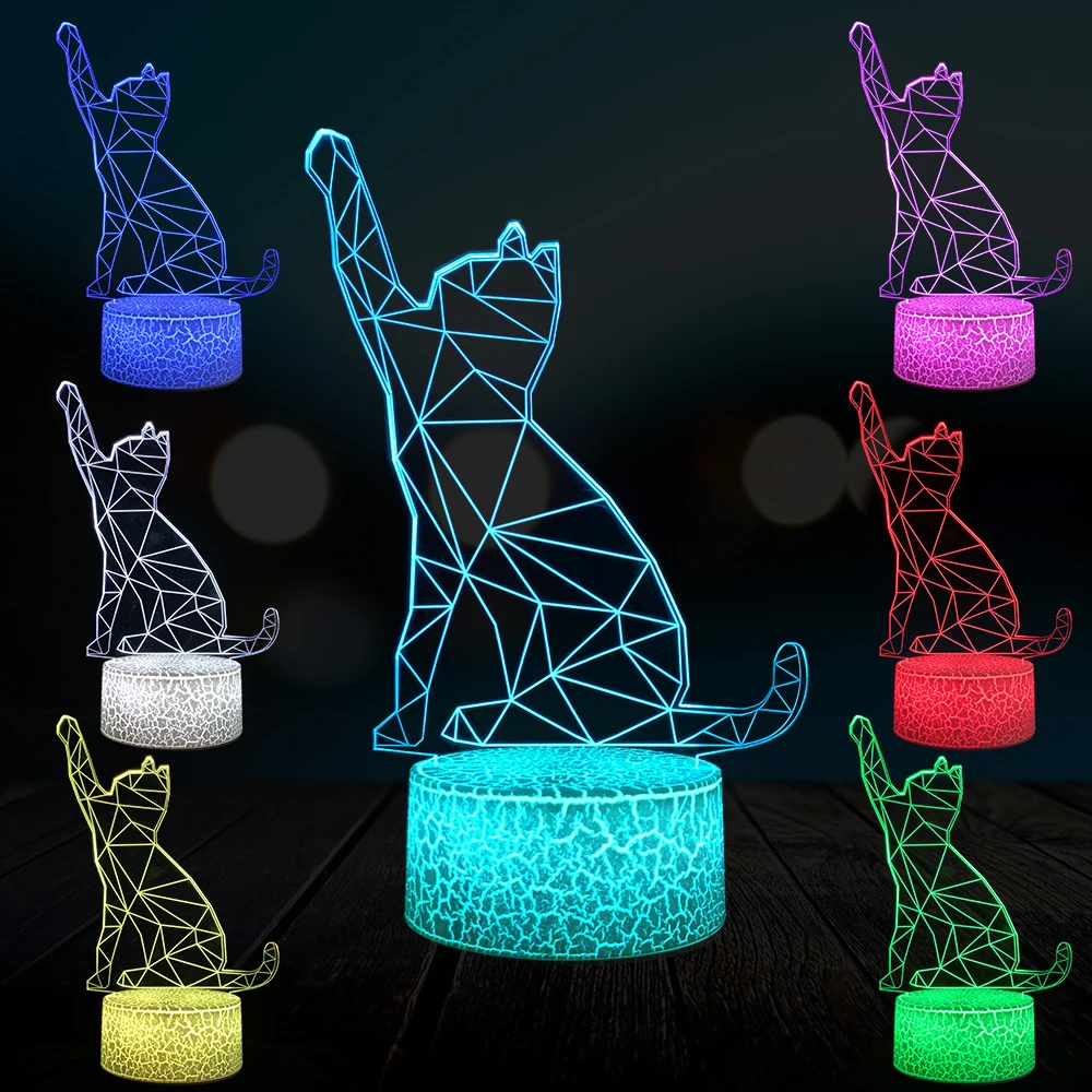 Kawaii Cat Новинка животные 3D лампа RGB LED USB настроение ночник гаджет реквизит для