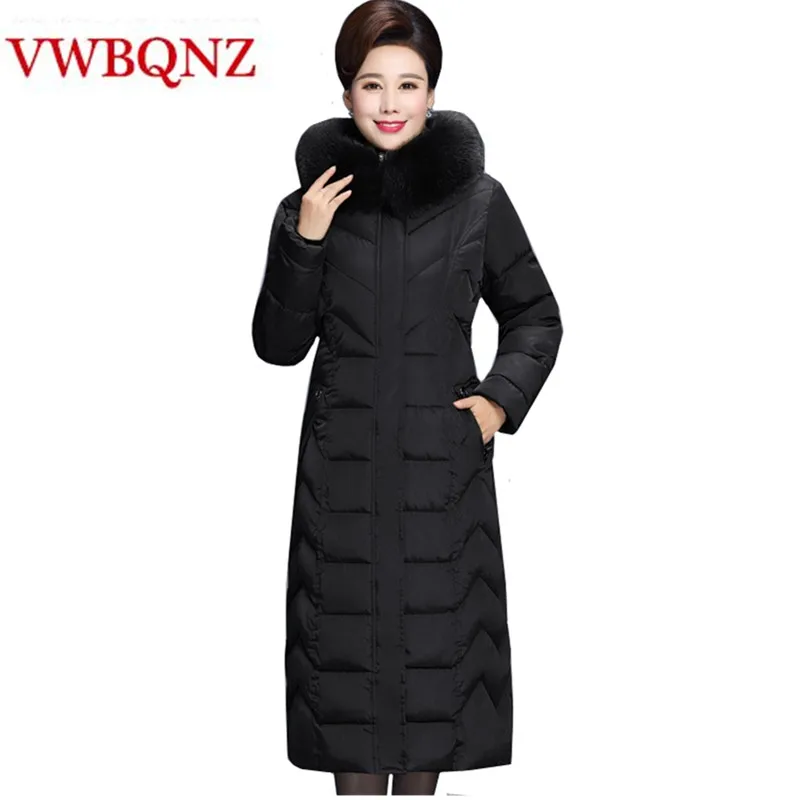 Winter Mother fur collar Women Hooded Jacket Slim Thick