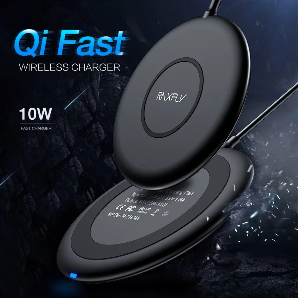 

Techhole Store Fast Qi Wireless Charger Rapid Charging Pad for iPhone XS Samsung S10 Cellphone