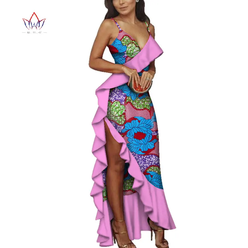 Летние женские традиционные африканские платья, брендовая одежда на заказ, африканская восковая Дашики, тонкое сексуальное платье большого размера, ни БРВ WY3789